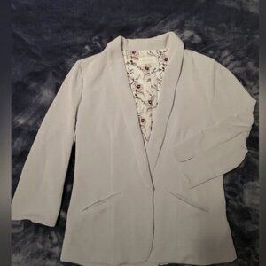 Skies Are Blue Soft Gray Blazer with Floral Lining